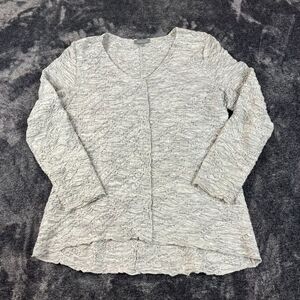 Habitat Clothes To Live In Crinkle Long Sleeve Pullover V-Neck Gray Blouse Sz S